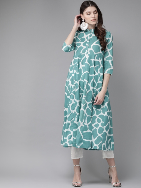 

AKS Women Blue & White Giraffe Print Anarkali Kurta