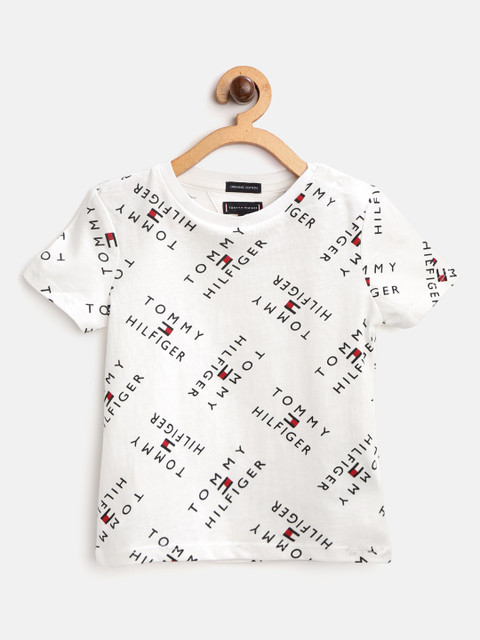 

Tommy Hilfiger Boys White & Black Brand Logo Print Round Neck T-shirt