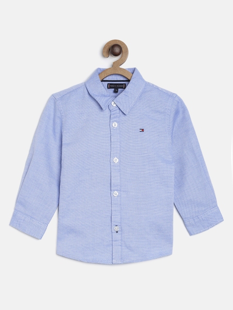 

Tommy Hilfiger Boys Blue Regular Fit Self Design Casual Shirt