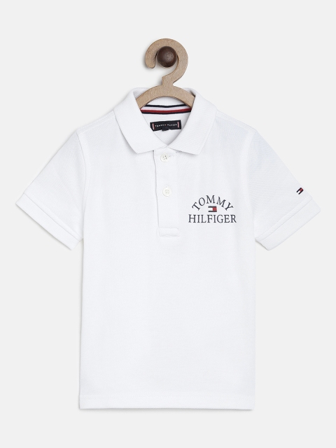 

Tommy Hilfiger Boys White Solid Polo Collar T-shirt