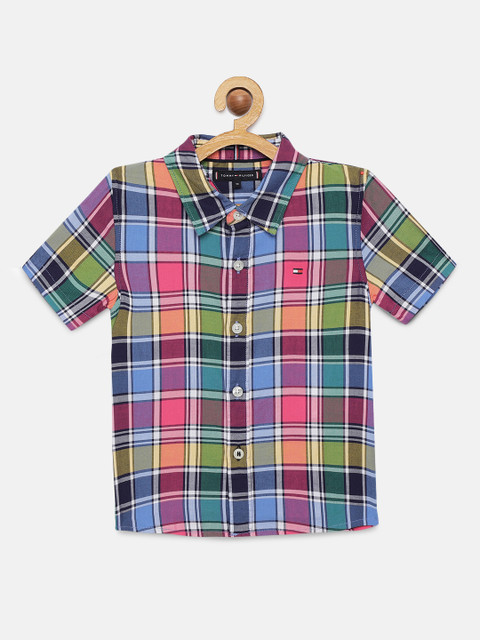 

Tommy Hilfiger Boys Multicoloured Slim Fit Checked Pure Cotton Casual Shirt, Multi