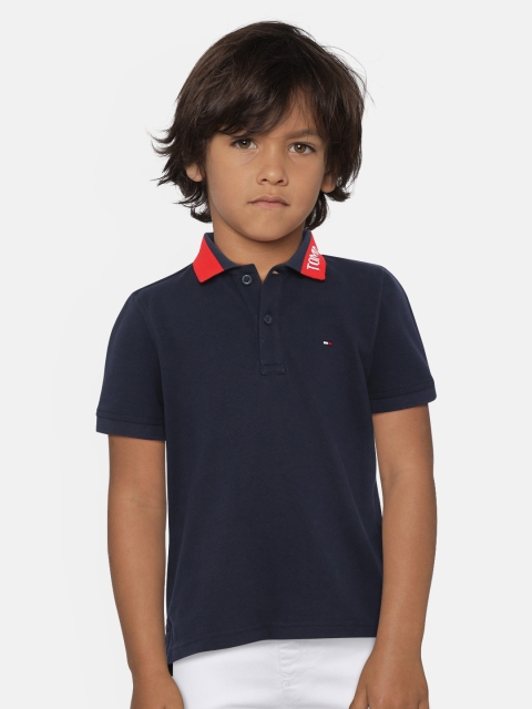 

Tommy Hilfiger Boys Navy Blue Solid Polo Collar T-shirt