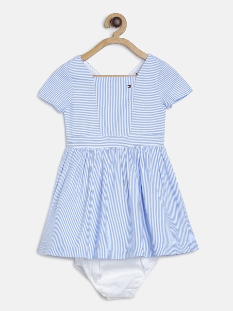 

Tommy Hilfiger Girls Blue & White Striped Fit and Flare Dress