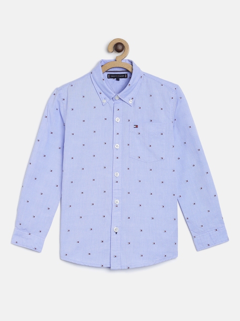 

Tommy Hilfiger Boys Blue Regular Fit Printed Casual Shirt