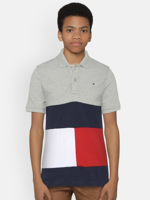 

Tommy Hilfiger Boys Grey & Red Colourblocked Polo Collar T-shirt