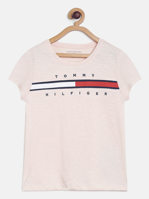 

Tommy Hilfiger Girls Pink Printed Round Neck T-shirt