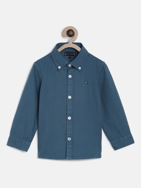 

Tommy Hilfiger Boys Blue Regular Fit Self Design Casual Shirt