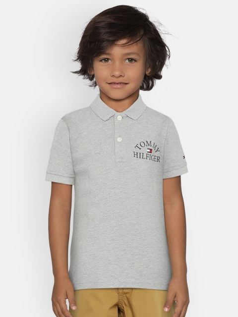 

Tommy Hilfiger Boys Grey Solid Polo Collar T-shirt