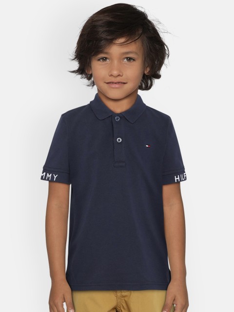 

Tommy Hilfiger Boys Navy Blue Solid Polo Collar T-shirt