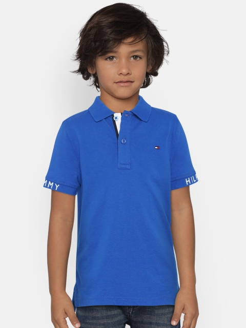 

Tommy Hilfiger Boys Blue Solid Polo Collar T-shirt