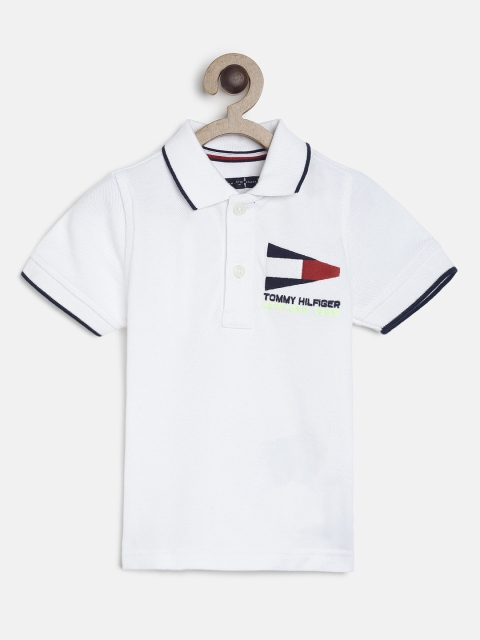 

Tommy Hilfiger Boys White Solid Polo Collar T-shirt