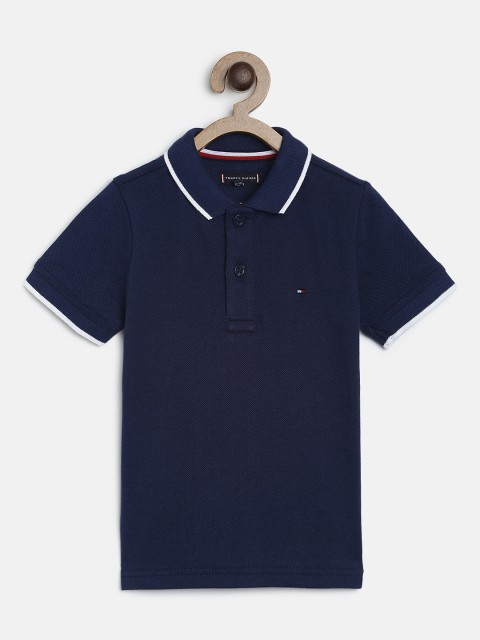 

Tommy Hilfiger Boys Navy Blue Printed Polo Collar T-shirt