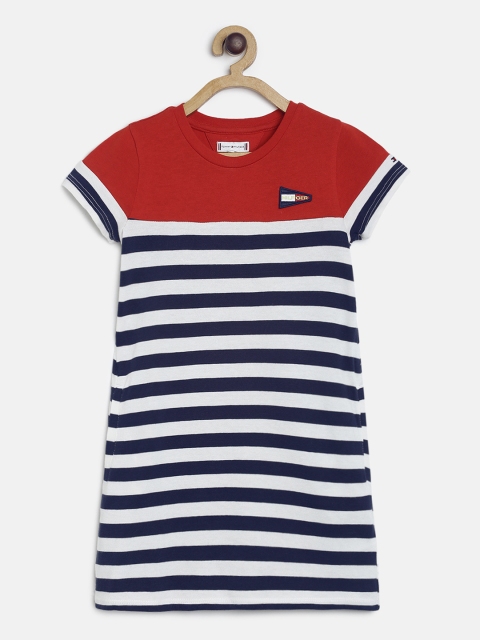 

Tommy Hilfiger Girls Navy Blue & White Striped T-shirt Dress