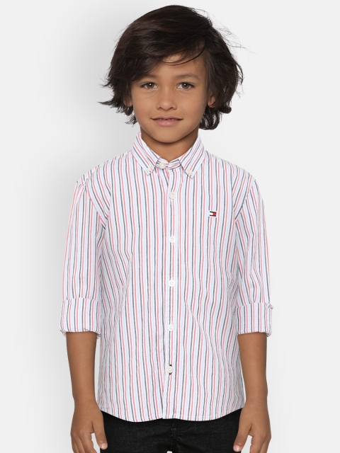 

Tommy Hilfiger Boys White & Red Slim Fit Striped Casual Shirt