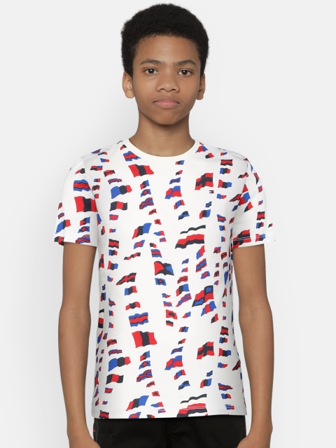 

Tommy Hilfiger Boys White & Red Printed Round Neck T-shirt