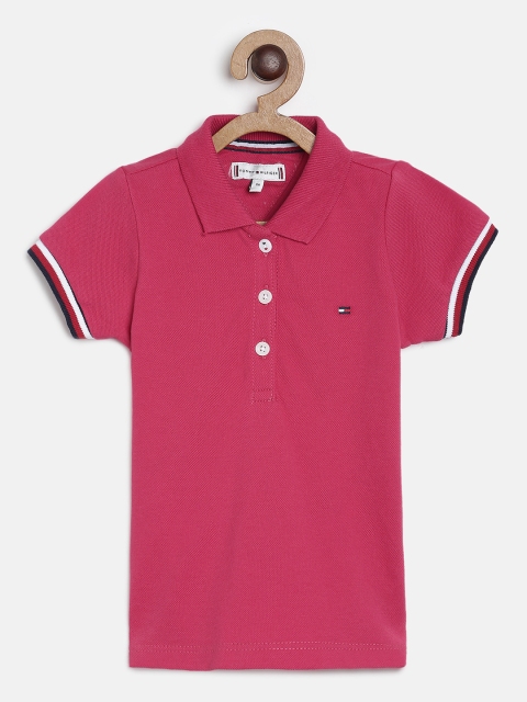 

Tommy Hilfiger Girls Pink Solid Polo Collar T-shirt