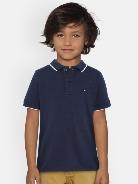 

Tommy Hilfiger Boys Navy Blue Printed Polo Collar T-shirt