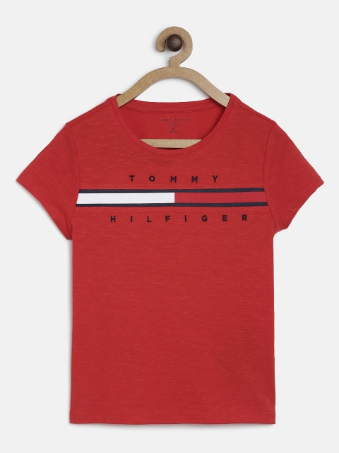 

Tommy Hilfiger Girls Red Printed Round Neck T-shirt