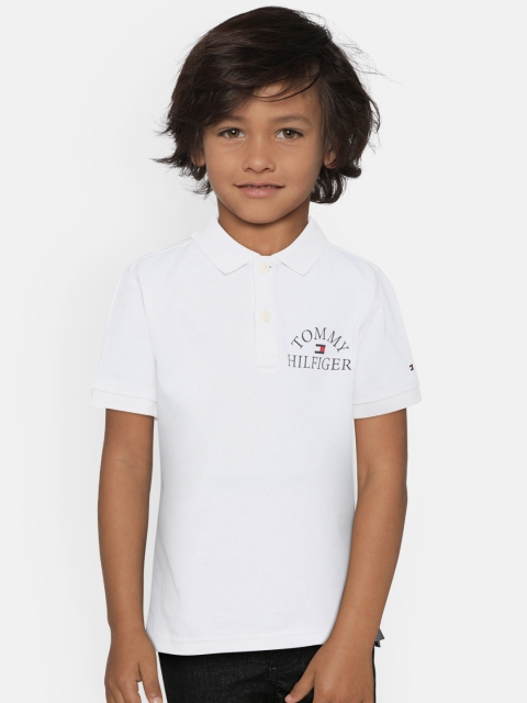 

Tommy Hilfiger Boys White Solid Polo Collar T-shirt
