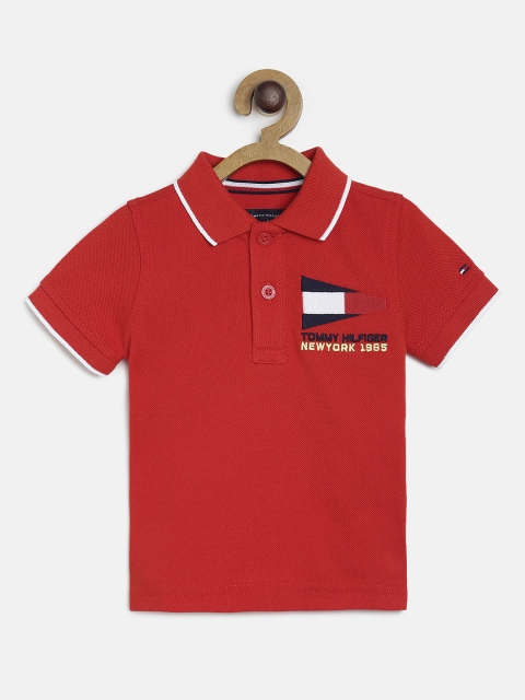 

Tommy Hilfiger Boys Red Solid Polo Collar T-shirt