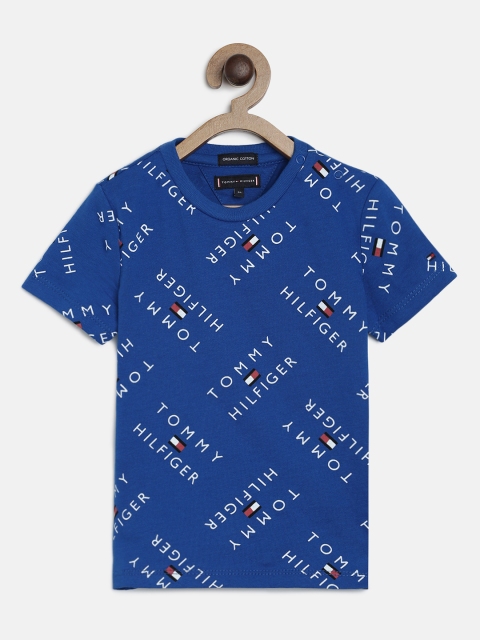 

Tommy Hilfiger Boys Blue & White Printed Round Neck T-shirt