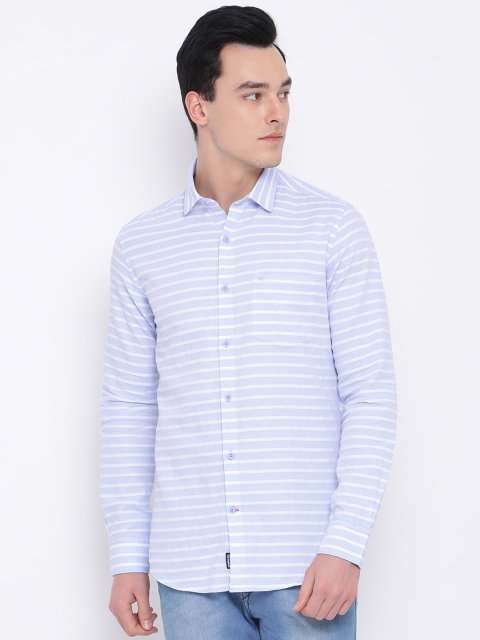 

Monte Carlo Men Blue Regular Fit Striped Casual Shirt