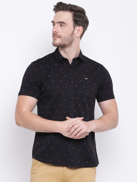 

Monte Carlo Men Black Slim Fit Printed Casual Shirt