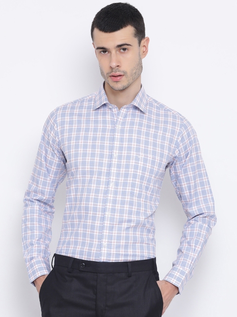 

Monte Carlo Men Blue & White Regular Fit Checked Casual Shirt
