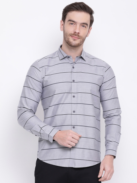 

Monte Carlo Men Grey Regular Fit Striped Casual Shirt