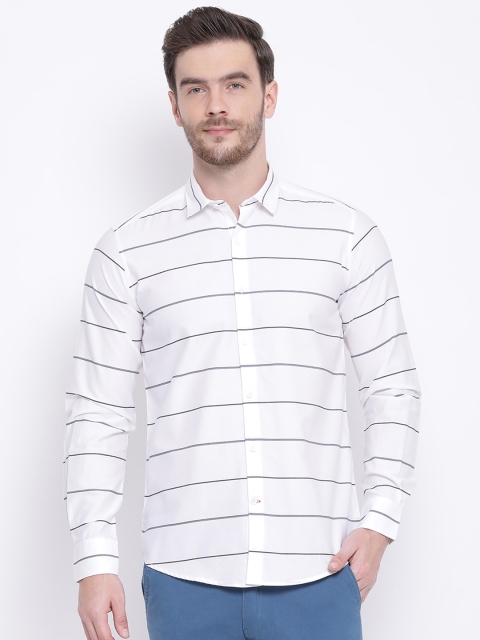 

Monte Carlo Men White & Grey Regular Fit Striped Casual Shirt