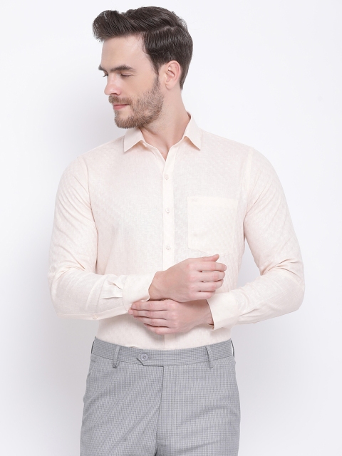 

Monte Carlo Men Beige Regular Fit Self Design Formal Shirt