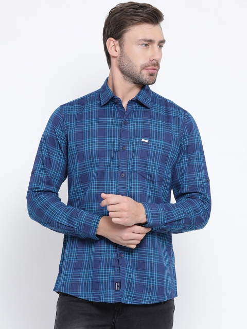 

Monte Carlo Men Blue Slim Fit Checked Casual Shirt