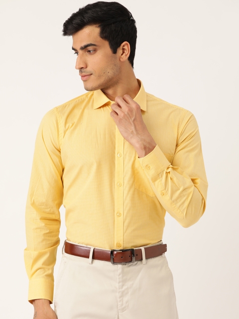 

Monte Carlo Men Yellow Regular Fit Checked Formal Shirt