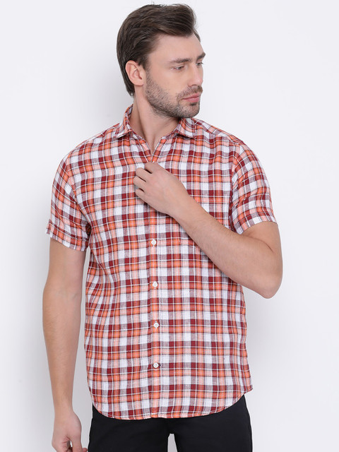 

Monte Carlo Men Maroon & White Regular Fit Checked Casual Shirt
