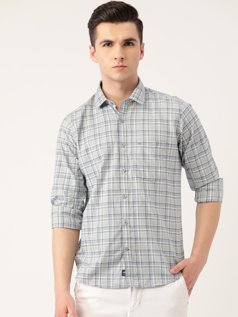 

Monte Carlo Men Green & White Tailored Fit Checked Casual Shirt