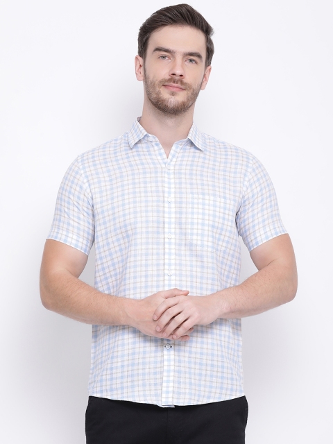 

Monte Carlo Men Blue & White Regular Fit Checked Casual Shirt