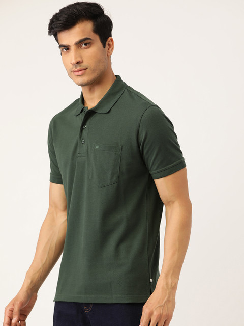 

Monte Carlo Men Green Solid Polo Collar T-shirt