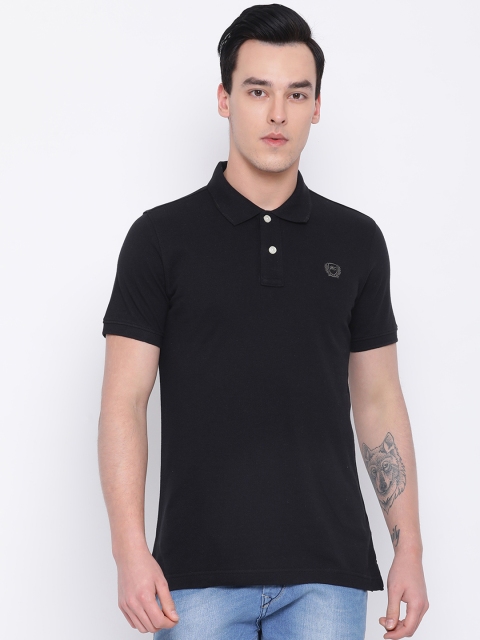 

Monte Carlo Men Black Solid Polo Collar T-shirt