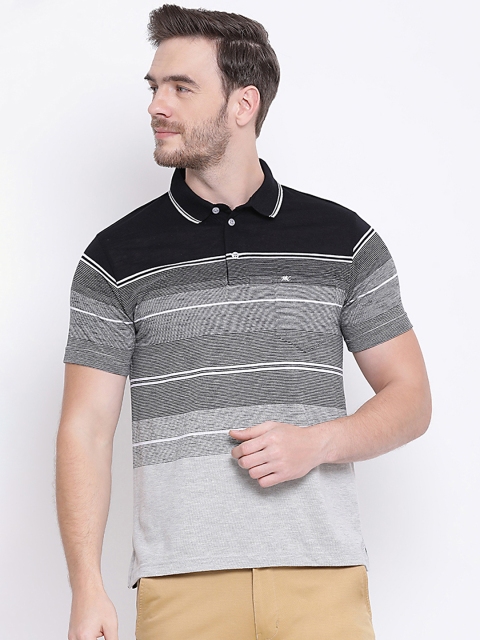 

Monte Carlo Men Black Striped Polo Collar T-shirt