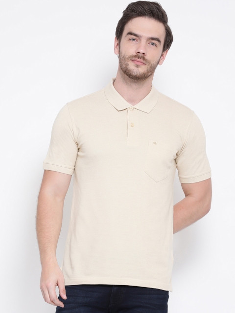 

Monte Carlo Men Beige Solid Polo Collar T-shirt