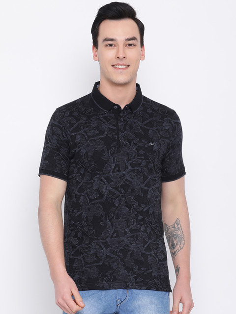 

Monte Carlo Men Black Printed Polo Collar T-shirt