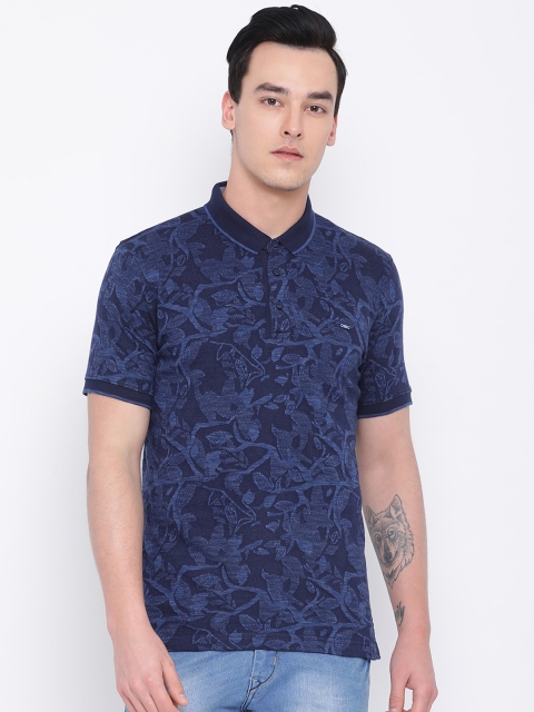 

Monte Carlo Men Blue Printed Polo Collar T-shirt