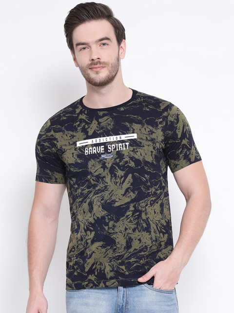 

Monte Carlo Men Navy Blue Printed Round Neck T-shirt