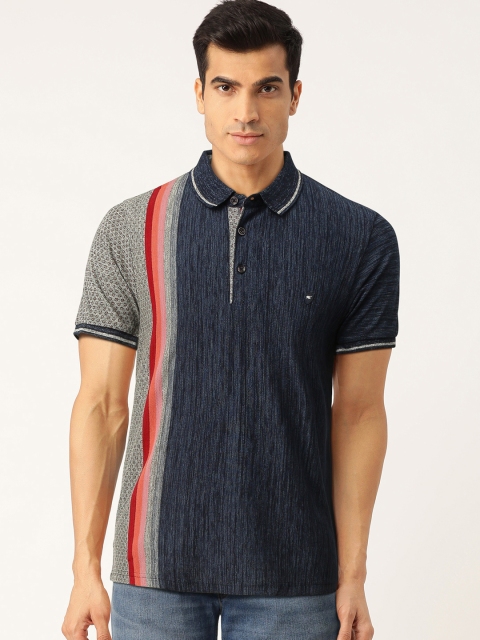 

Monte Carlo Men Navy Blue Colourblocked Polo Collar T-shirt