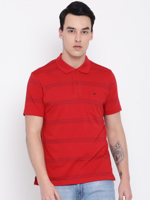 

Monte Carlo Men Red Striped Polo Collar T-shirt