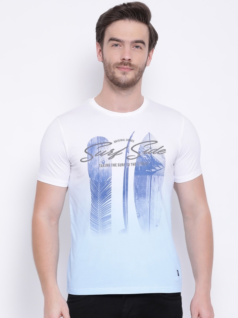 

Monte Carlo Men Blue & White Printed Round Neck T-shirt