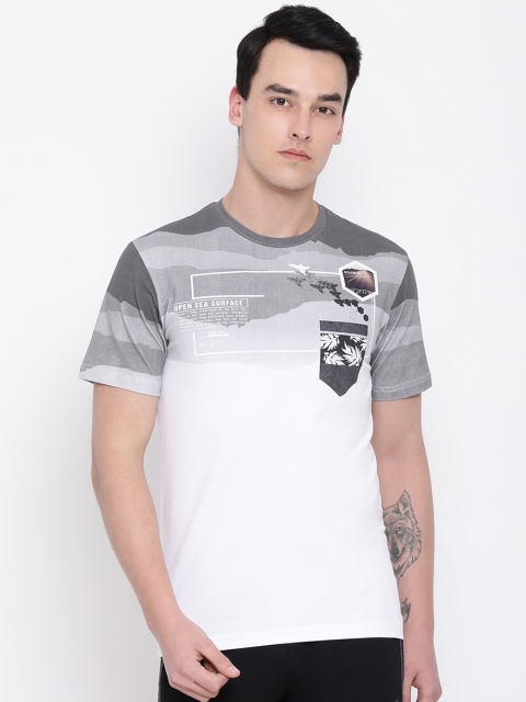 

Monte Carlo Men White & Grey Printed Round Neck T-shirt
