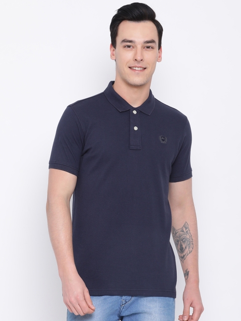 

Monte Carlo Men Navy Blue Solid Polo Collar T-shirt