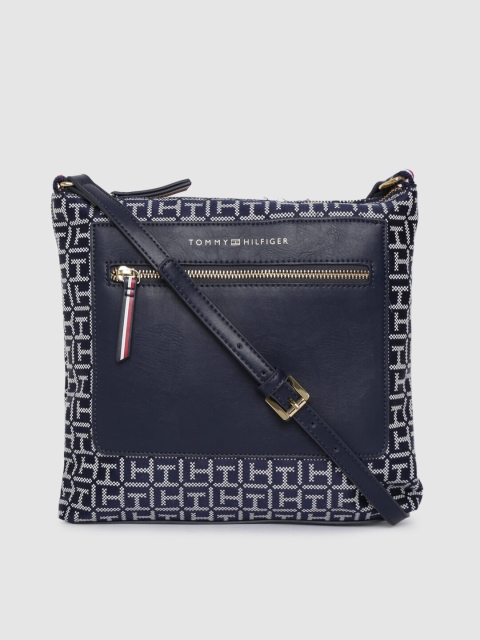 

Tommy Hilfiger Navy Blue & White Printed Sling Bag