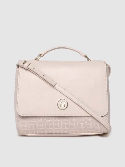 

Tommy Hilfiger Peach-Coloured Self Design Satchel